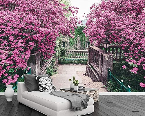 Mural De Papel Pintado Con Foto Jardin Plantas Flores Arboles Papel Tapiz 3D Diy Para Sala De Estar Dormitorio Oficina Pasillo Decoración De Murales Decoración De Pared Moderna 400(ancho)x280(alto) cm