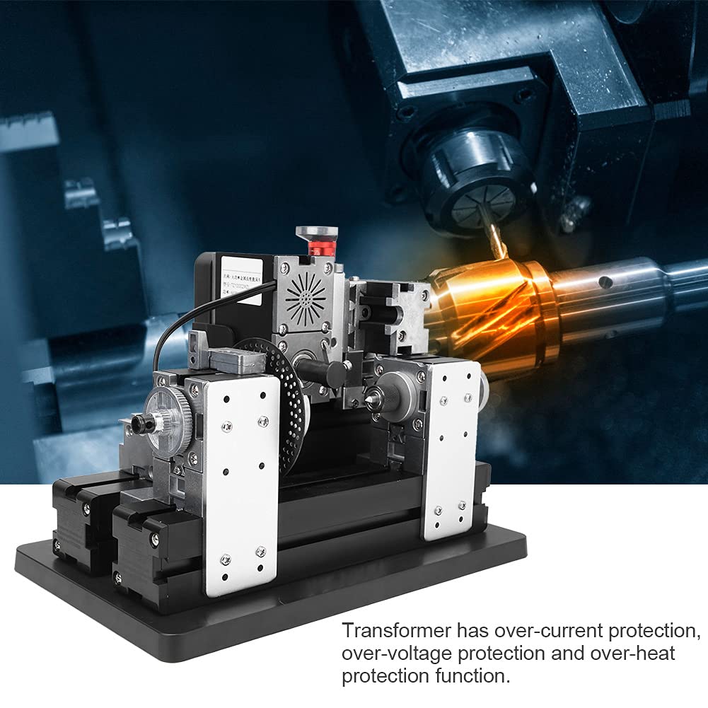 12000RPM 60W Mini Lathe, 12V DC 5A Heavy Duty Power Mini Metal Gear Milling Machine High Power Horizontal Mill Tool US Plug 100-240V