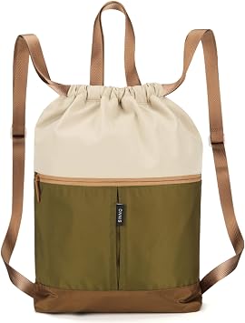 SINNO Drawstring Waterproof Gym Tote with Wet Pocket,Lightweight Water-Resistant Sports Backpack for Men Women, Travel & Workout, Unisex Beach Bag