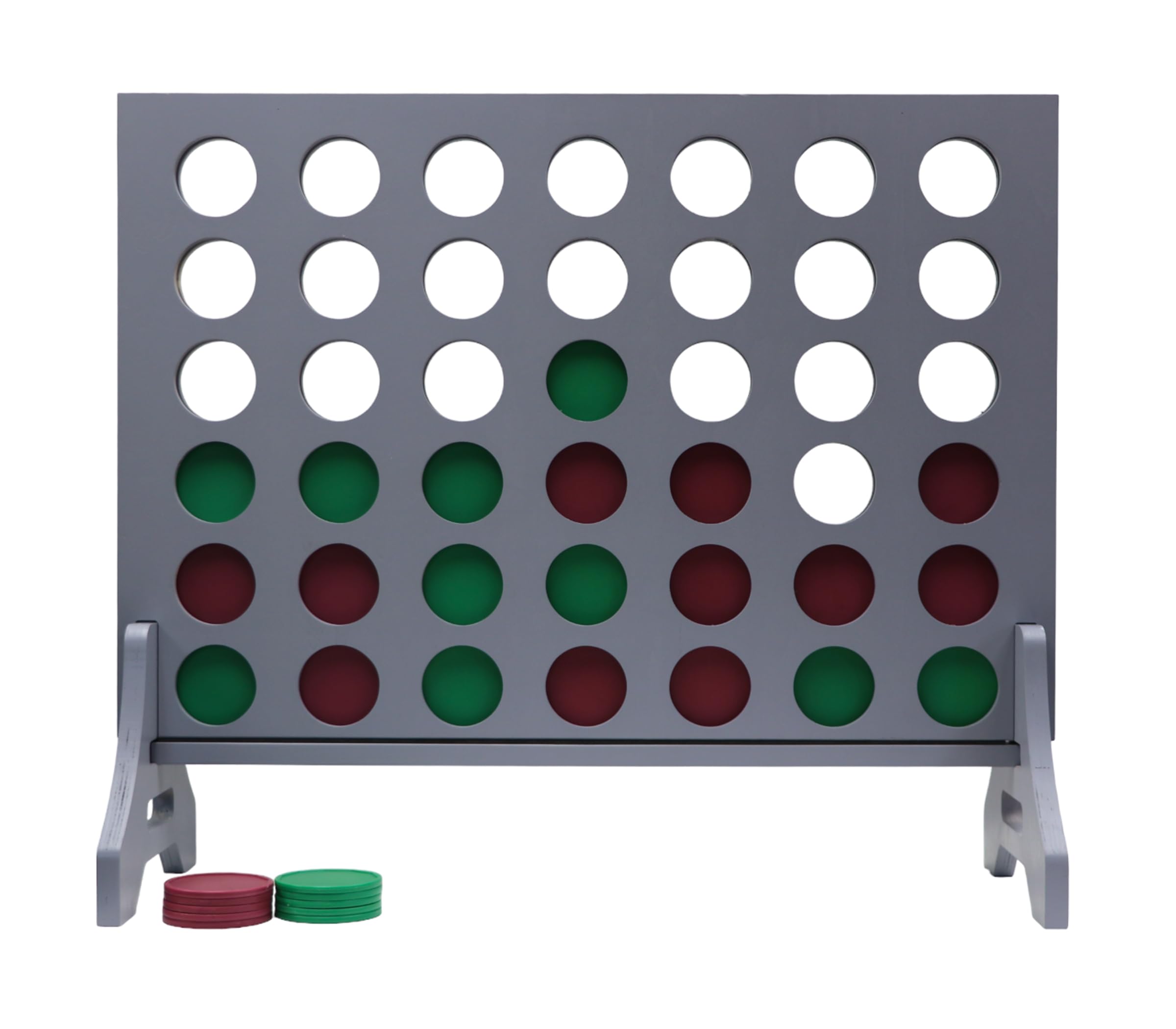 Giant 4 in a Row Game for Family &amp; Adults – Tailgating Pros Jumbo Grey Wooden Four in a Row Indoor &amp; Outdoor Yard Game for Family Party Fun, Portable Activities for Patio, Backyard, and Camping
