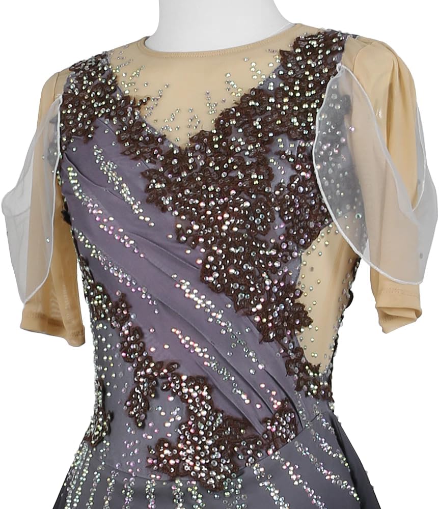 Professional Girls' Figure Ice Skating Competition Dress high-end Rhythmic Gymnastics Leotard Short Sleeves Suits