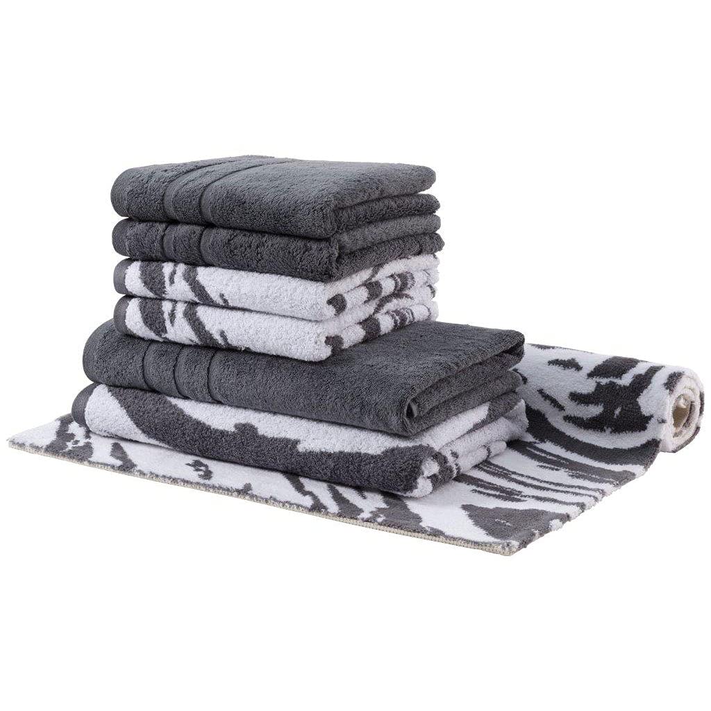 Egeria Marble Set with Hand Towels, Bath Towels and Bath Mat 60 x 100 cm 072 Stone