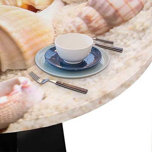 Miniatura 6 de Mantel Redondo con Elástico para Mesa de Playa, Diseño de Estrella de Mar, Cubierta de Mesa Circular, Impermeable, Lavable, de Poliéster, Pequeñas