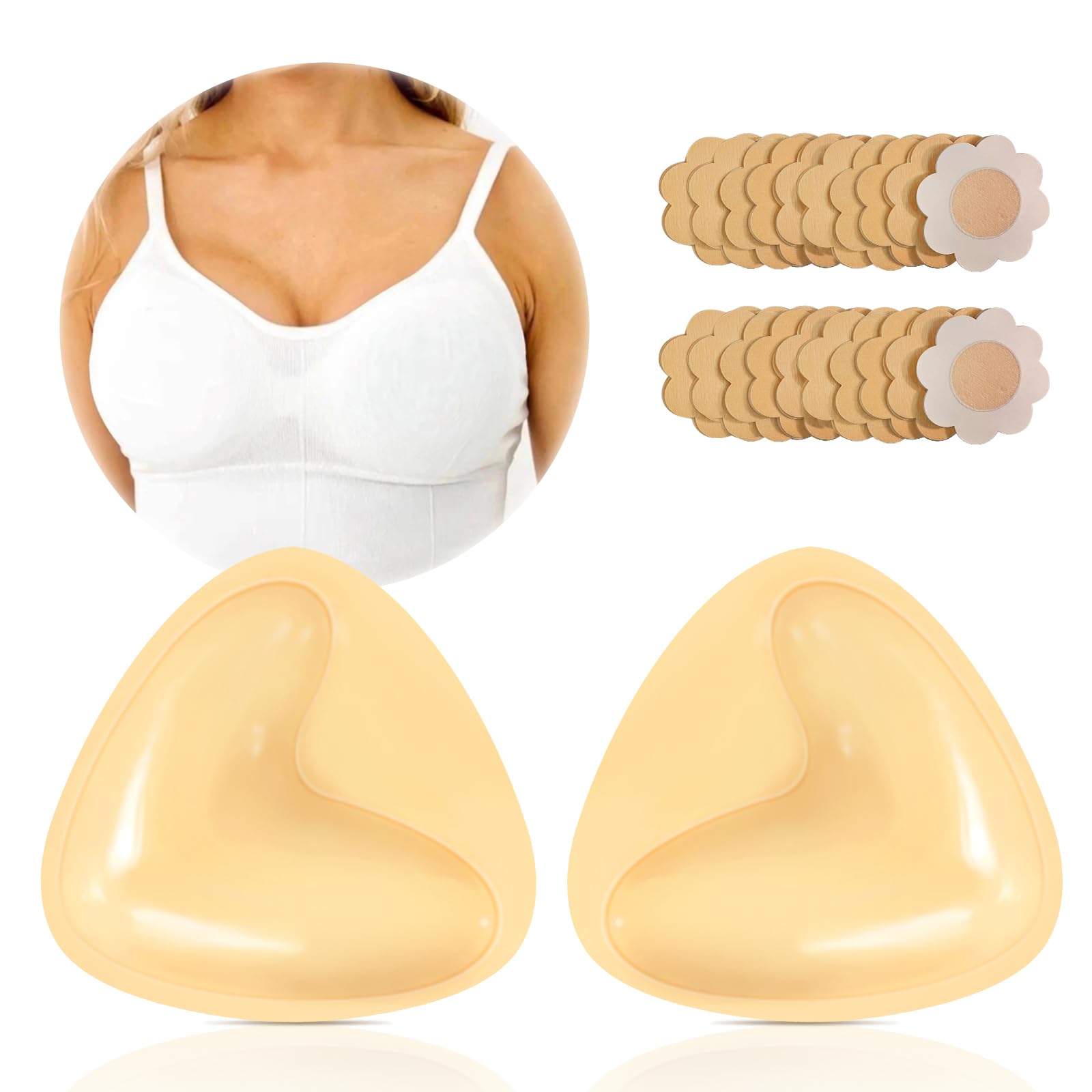 GleamoDouble Sided Sticky Bra Inserts Bra Pads Breast Enhancers for Push Up Swimwear Sports Bras Bikini Pad