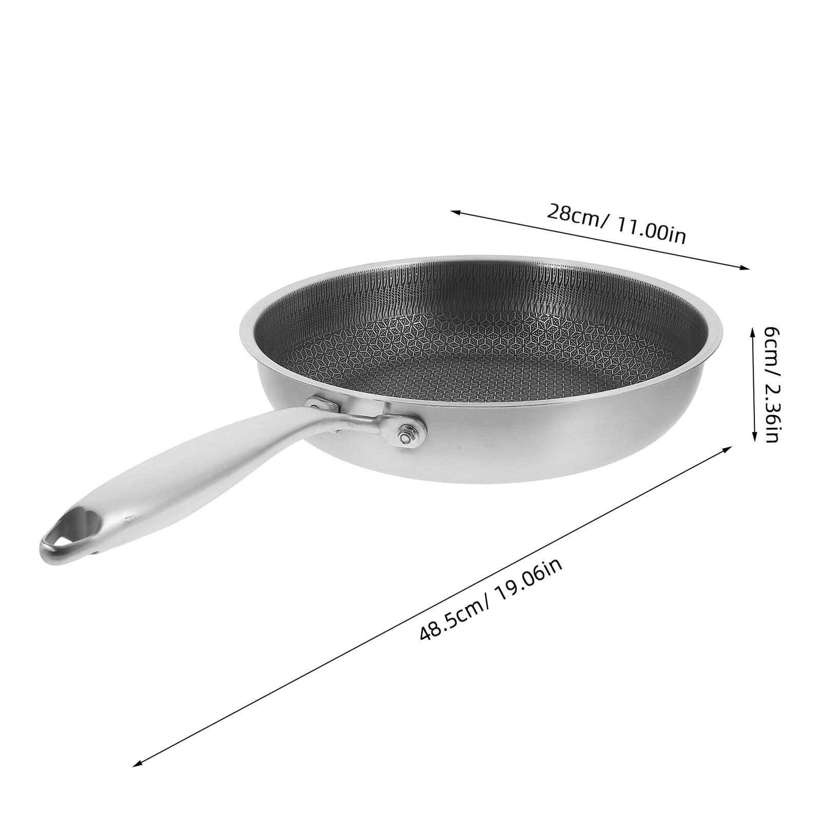 Toyvian Wok da Cucina in Acciaio Inox Rivestimento Antiaderente e Manico Ergonomico, Wok Semplice e Facile da Pulire per Grigliare Verdure e Bistecche