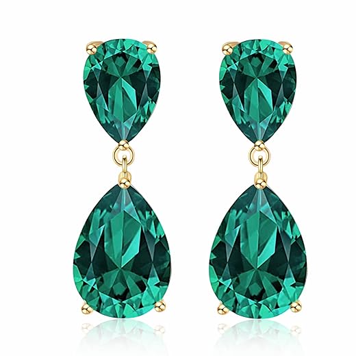 Stunning Teardrop Emerald Earrings for Women