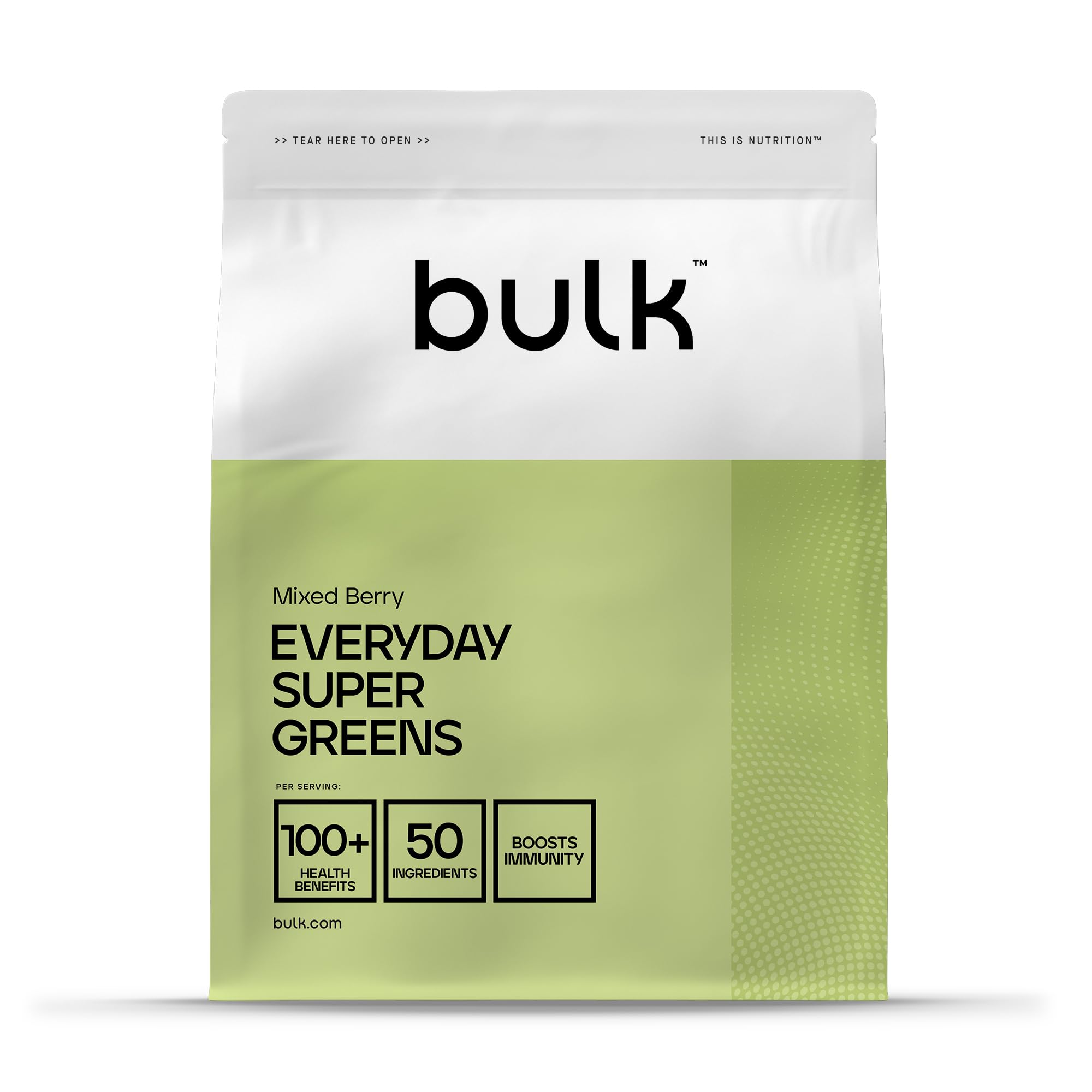 Bulk Everyday Super Greens Poudre | Fruits Rouges | 60 Portions | Avec 50 Vitamines, Minéraux & Superaliments | Riche en Vitamine C, D & B12 | Soutient Immunité & Bien-être