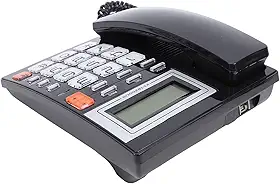 Telefone Fixo Com Fio, Tela de 16 Dígitos, Identificação de Chamadas, Data e Hora, Botões Grandes, Telefone, Flash Re Dial, Viva-voz, Com Função, Ideal para Uso Doméstico e Empresarial (Preto)