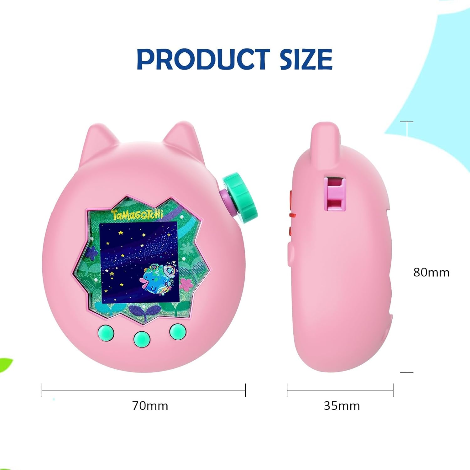 Genérico Silicone Protective Case for Tamagotchi On, Cute Cat Design, Includes Screen Protector and Button Covers (Pink)