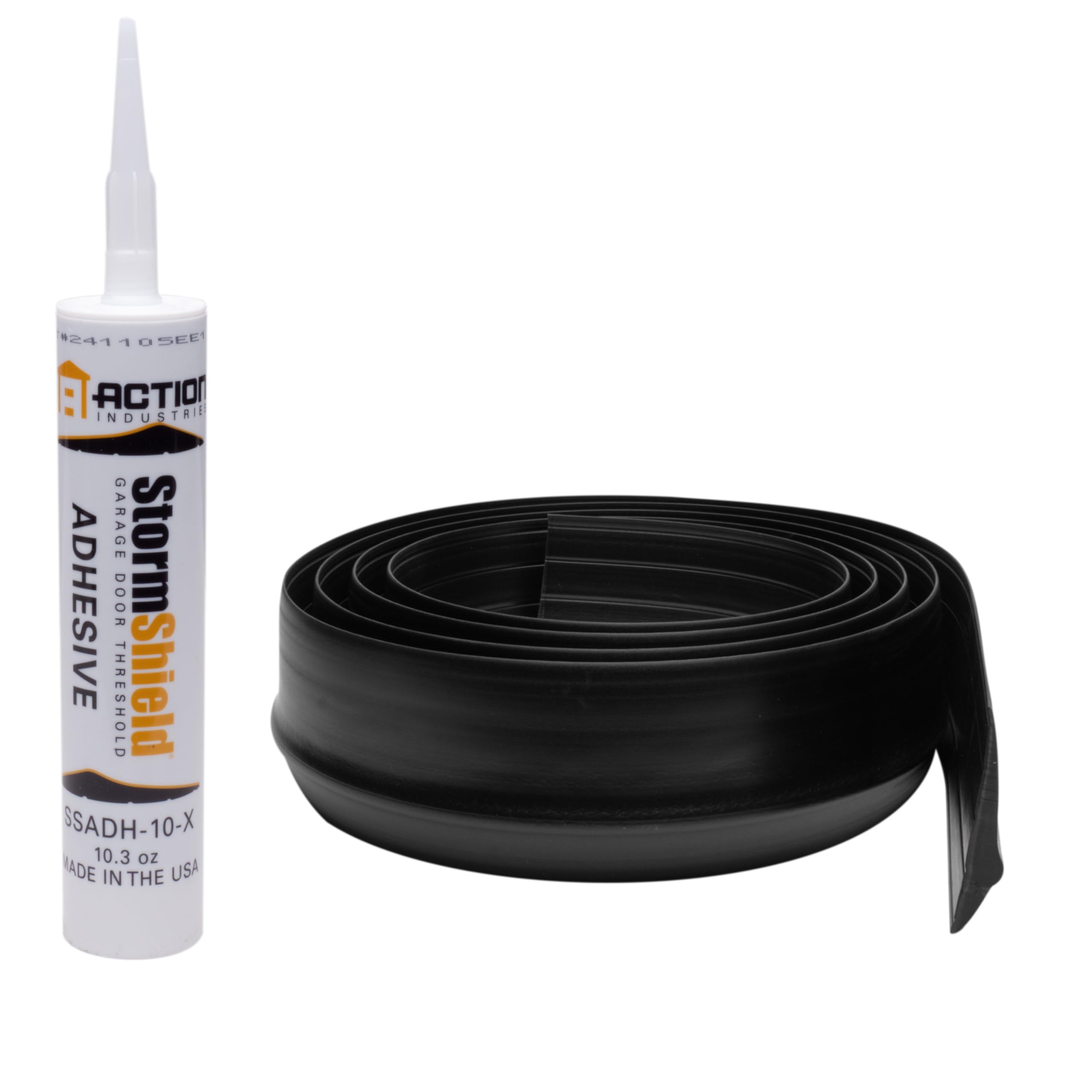 Storm Shield® 10 ft Garage Door Seal Threshold Strip - Durable PVC Rubber Seal Strip - Flame Resistant, Weatherproofing Garage Door Installation - Epoxy Adhesive - Made in The USA