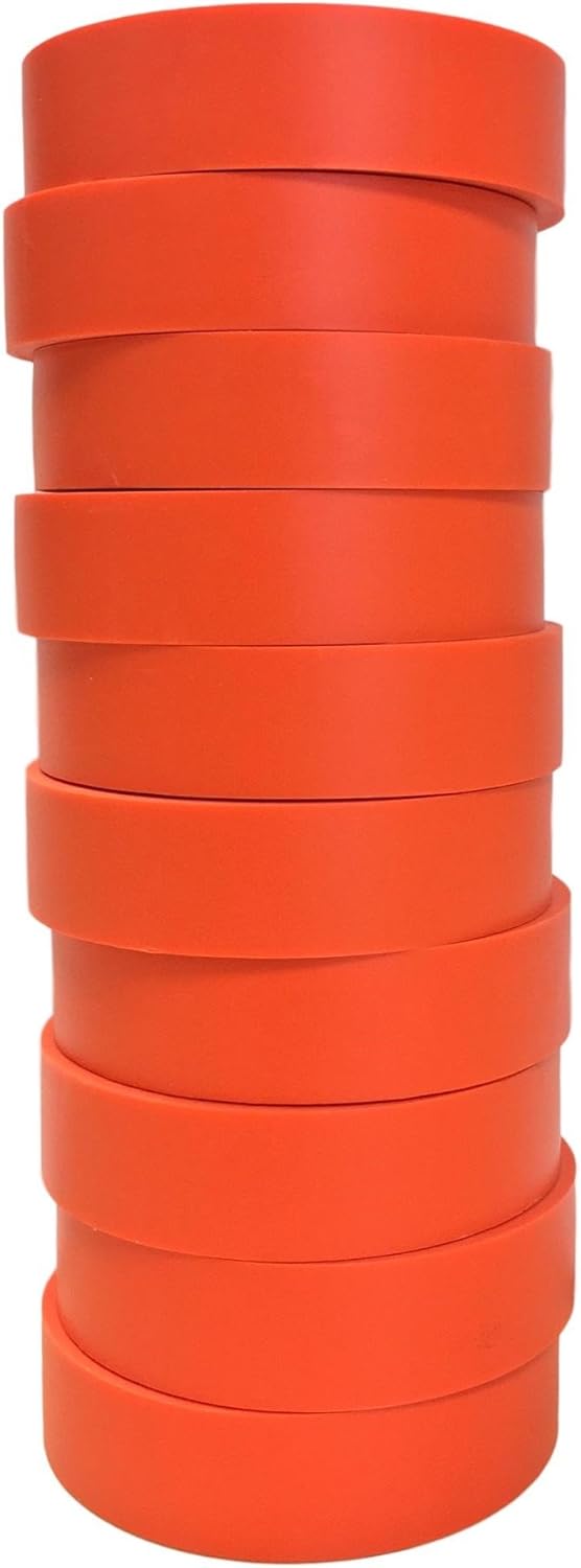 TradeGear Orange Electrical Tape Matte 10 Pk - Waterproof PVC, Rubber Resin, UL Listed, 60' x ¾“ x 0.07", Suitable for Use at No More Than 600V & 80°C