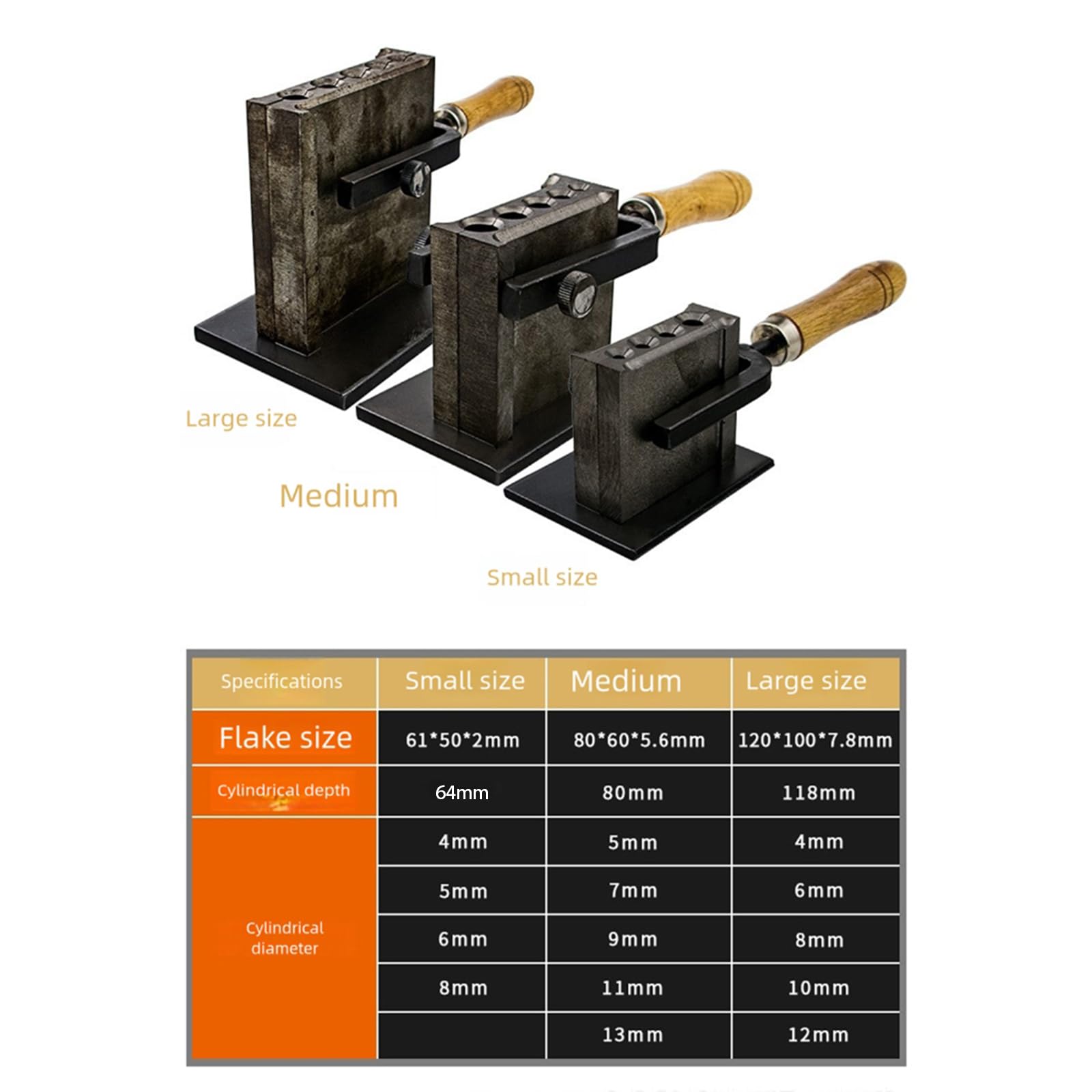 Molde de fundición de metal conductor de calor para fabricación de joyas de oro y plata, herramienta profesional de metal con anillos de agarre de madera