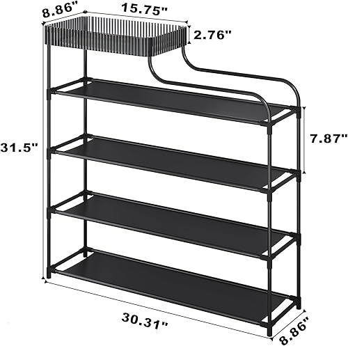 Miniatura 3 de Sywhitta Zapatero de 4 niveles organizador de zapatos con caja de almacenamiento multifunción, estantes de zapatos de pie de alta capacidad para