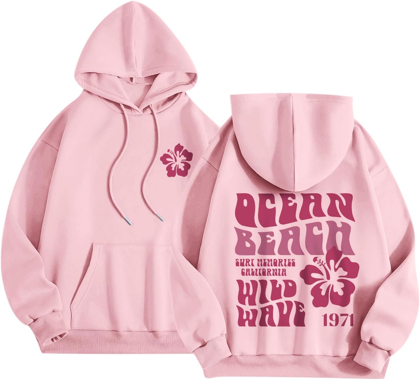 Sulayesh Hawaii Hibiscus Hoodie for Women Teen Girls Plam Ocean Beach Sweatshirt Flower Puff Graphic Aesthetic Oversized Tops