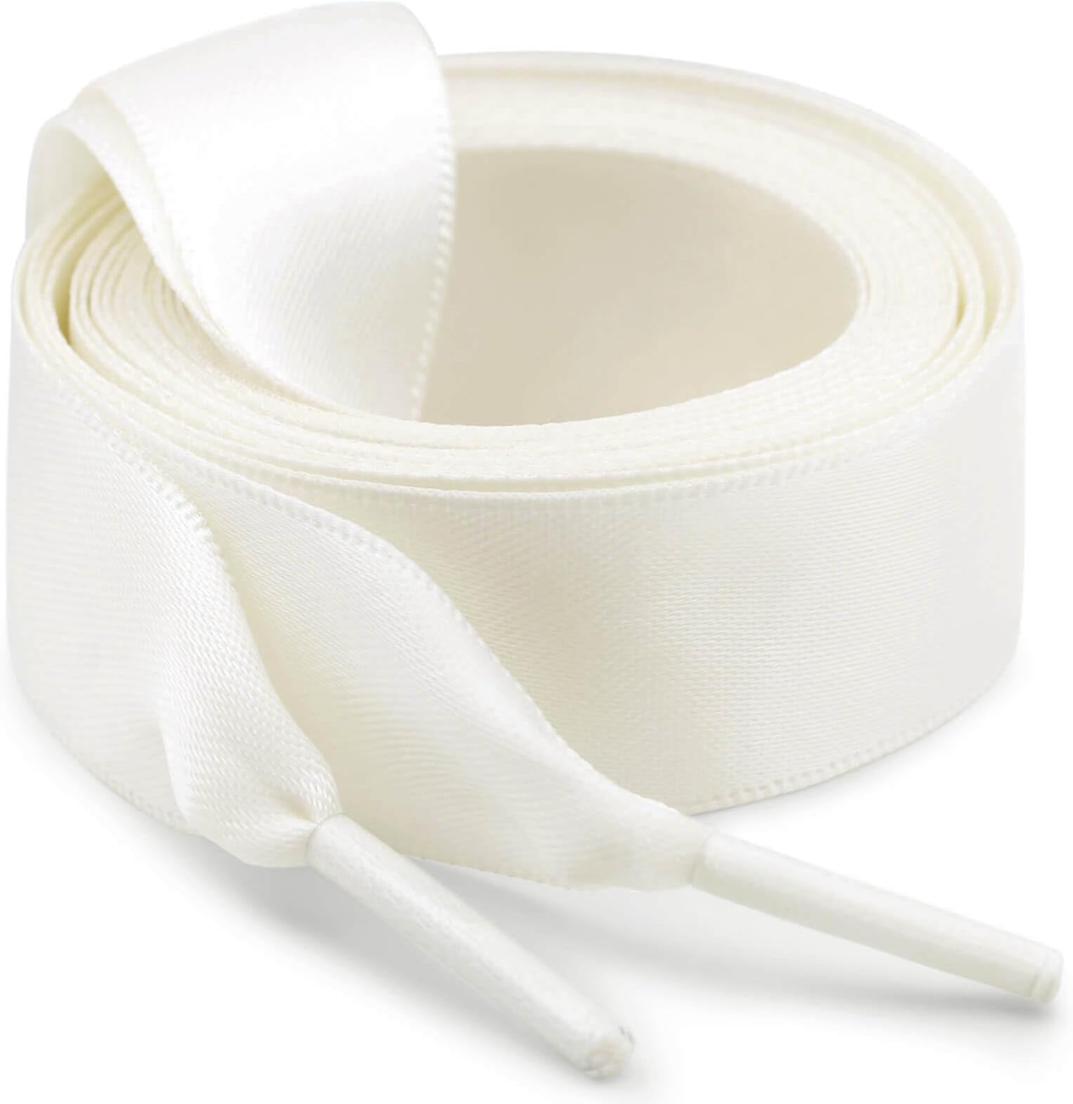 WEGOODZF Flat Satin Ribbon Shoelaces: 2cm Wide Silk Shoe Laces for Women -2 Pair