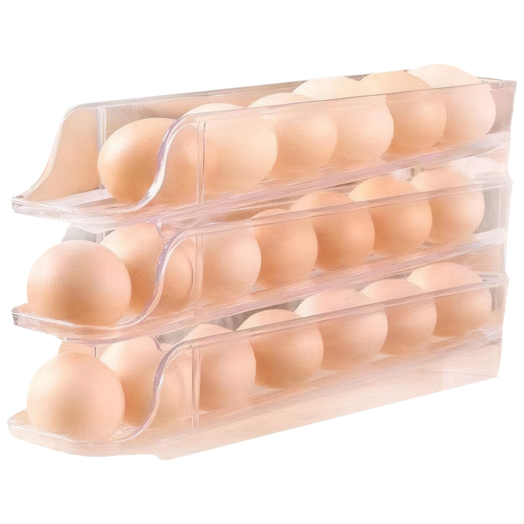 Organizador de huevos de nevera de 3 niveles bandeja de plastico para 21 huevos