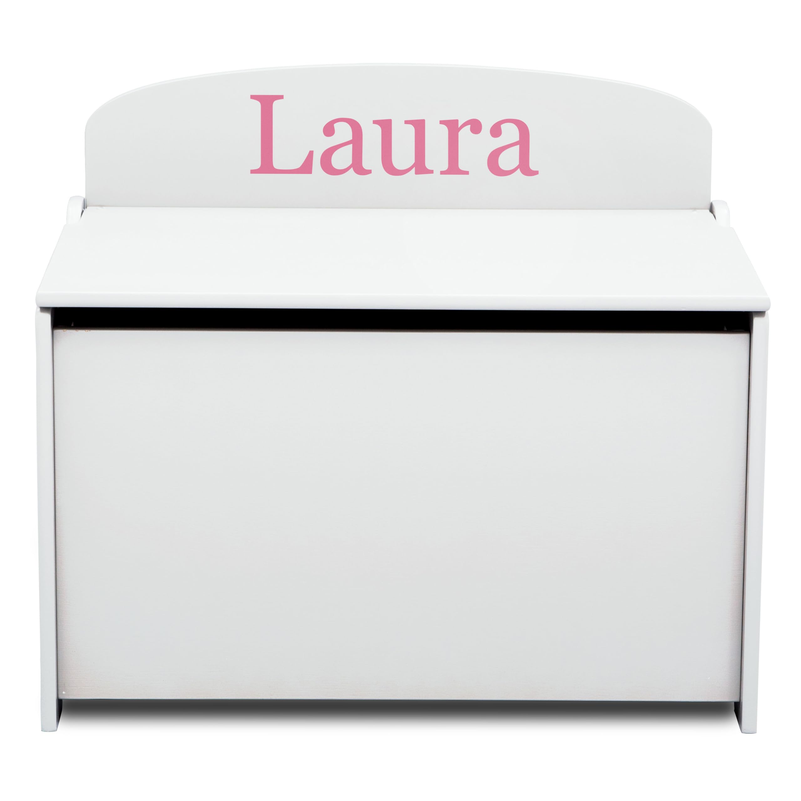 Delta Children Personalized MySize Deluxe Toy Box, Bianca White