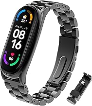 BDIG Correa Compatible Mi Band 5 & Mi Band 6 Correas Metal, Pulsera de Acero Inoxidable Agradable para MiBand 6/5 Correa (No Host), Negro