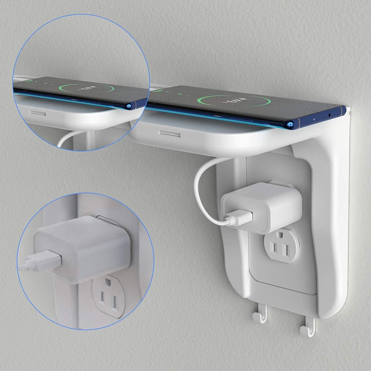 Limited Suptek Wall Outlet Shelf, Home Wall Shelf Organizer for Outlets, Perfect for Bathroom, Kitchen, Bedrooms,Ideal for Cell Phone,Speaker up to 10lbs,With Cable Management and Detachable Hooks,White(S3W) Special Suptek Wall Outlet Shelf, Home Wall Shelf Organizer for Outlets, Perfect for Bathroom, Kitchen, Bedrooms,Ideal for Cell Phone,Speaker up to 10lbs,With Cable Management and Detachable Hooks,White(S3W)