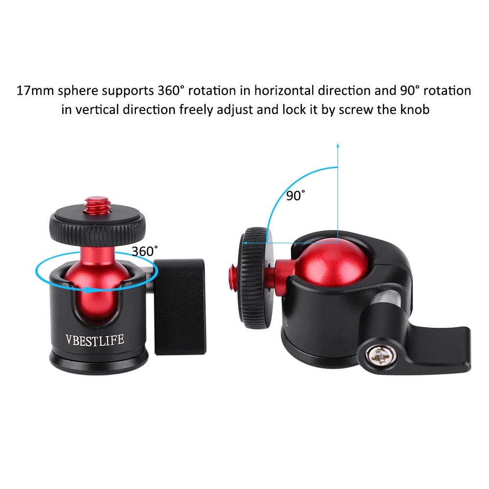 Tripod Head, Aluminum Alloy Body Ball Head Bracket Mount, 360 Degree Rotating Tripod Ball Head for DSLR Camera