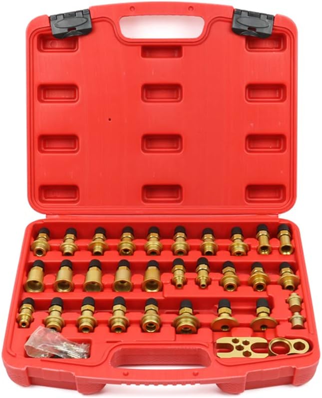 32 Pieces Automobile Air Conditioning Leak Detection Joint Tool Set -All Aluminum Car Leakage Test Repair Tool