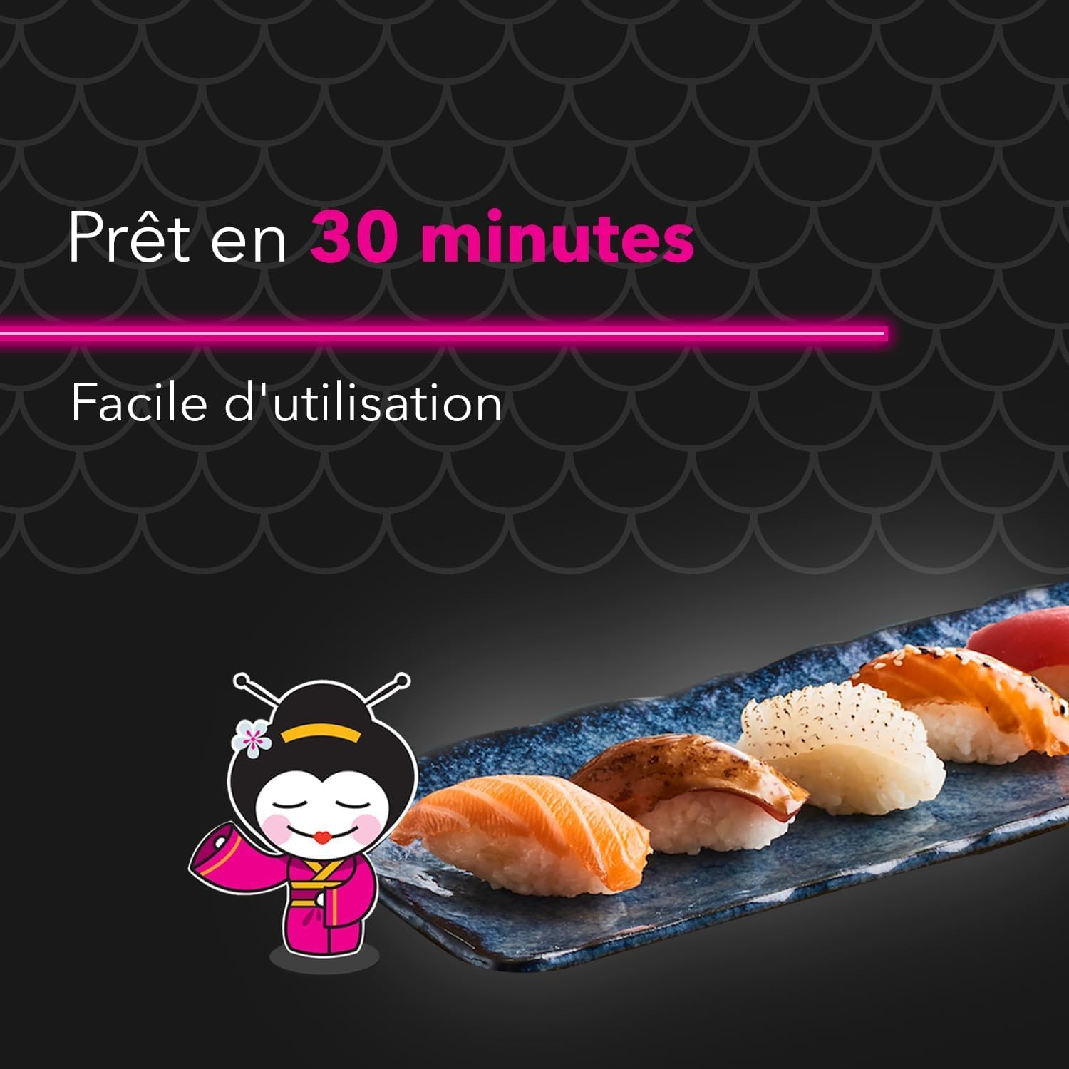 TANOSHI Kit Sushi: 24-30 Sushis Facilement et Rapidement | Kit Complet Multicolore - Image détaillée