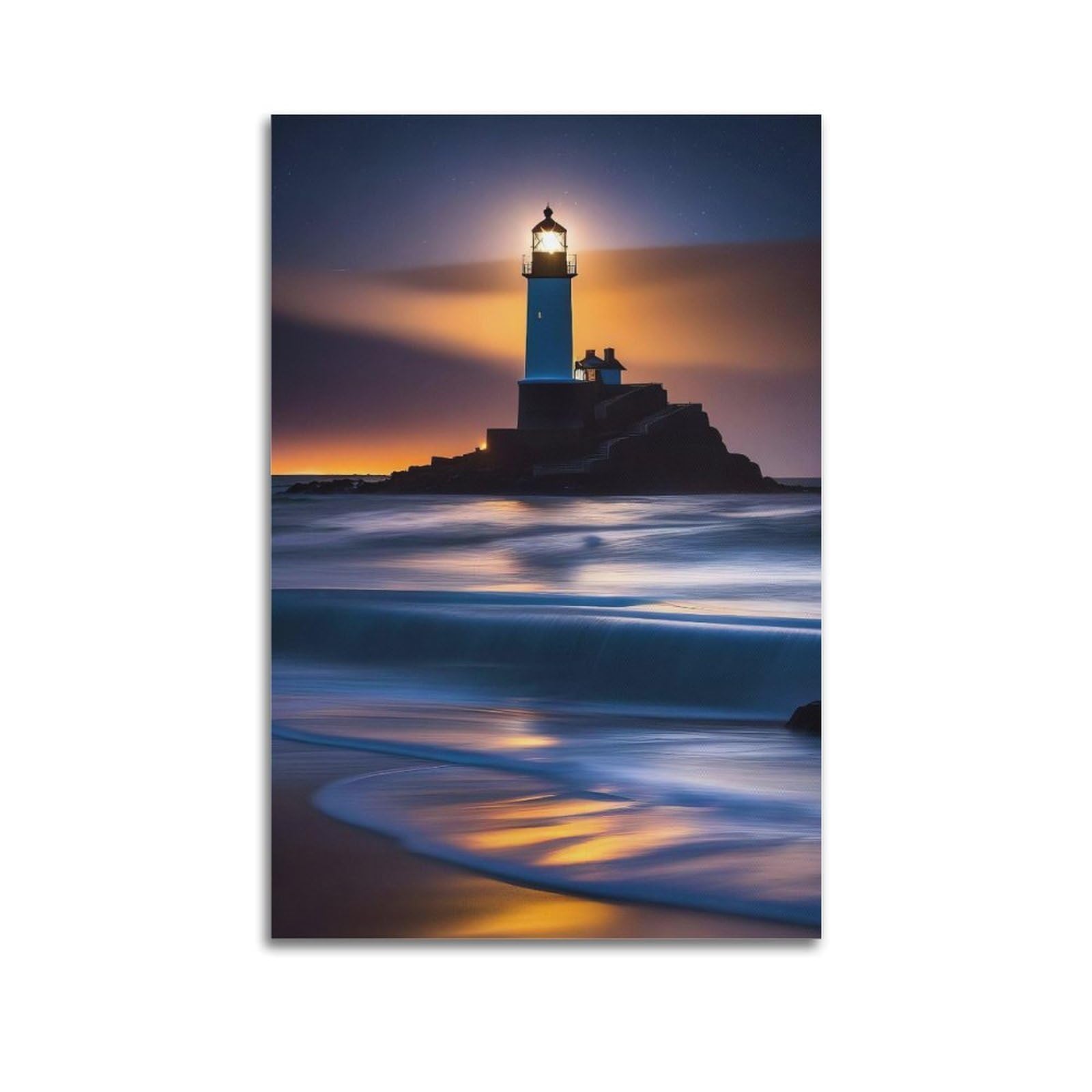 CXHJCA Lighthouse Poster Sunset's Farewell Poster Decorative Painting Canvas Wall Posters And Art Picture Print Modern Family Bedroom Decor Posters 24x36inch(60x90cm)