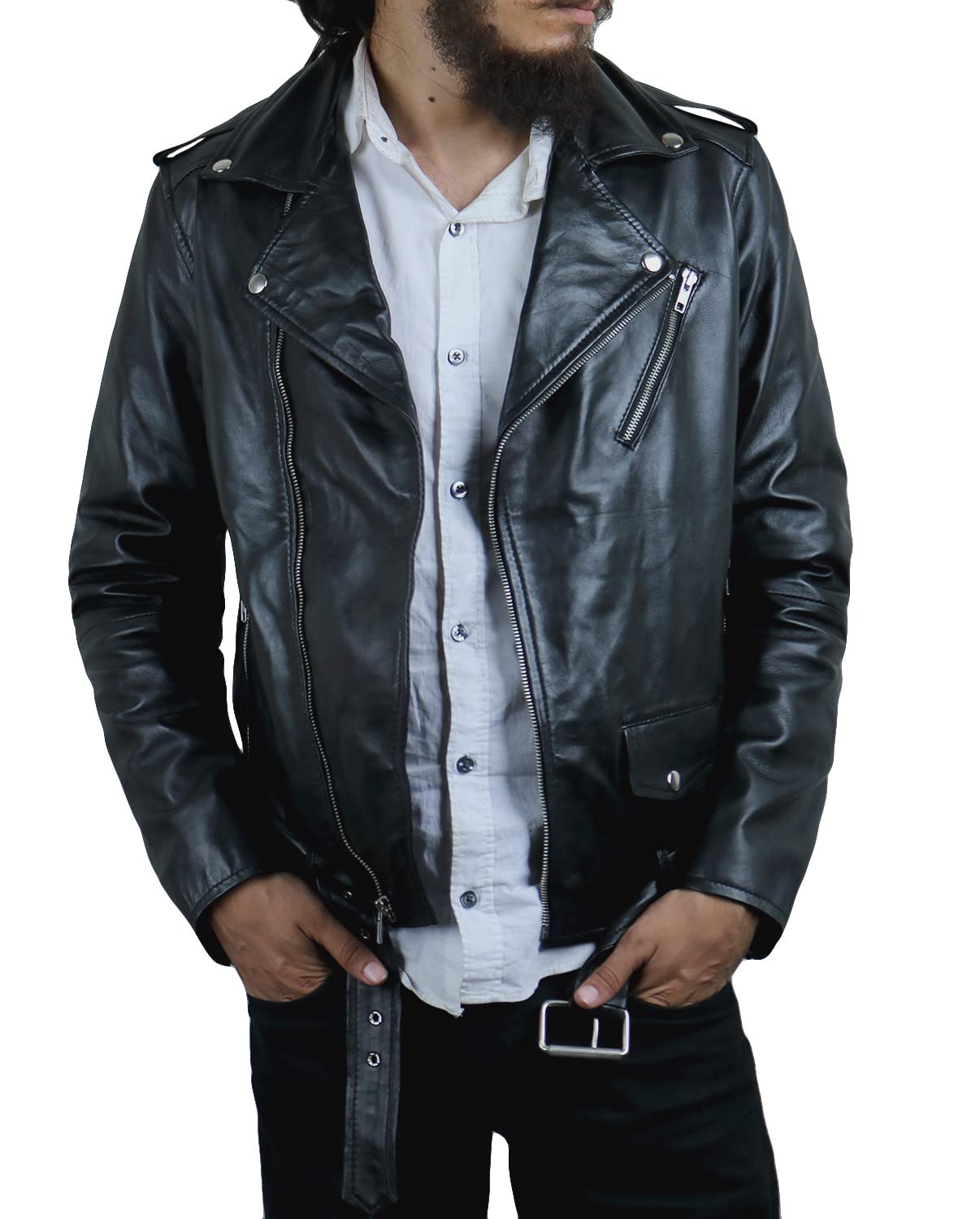 Laverapelle Men's Genuine Lambskin Leather Jacket (Black, Custom, polyester Lining) - 1501177