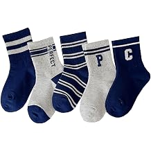 Toddler Little Big Boys Soks Striped Cotton Ankle Athletic Sports Socks 5 Pairs Size 1t-13 Years
