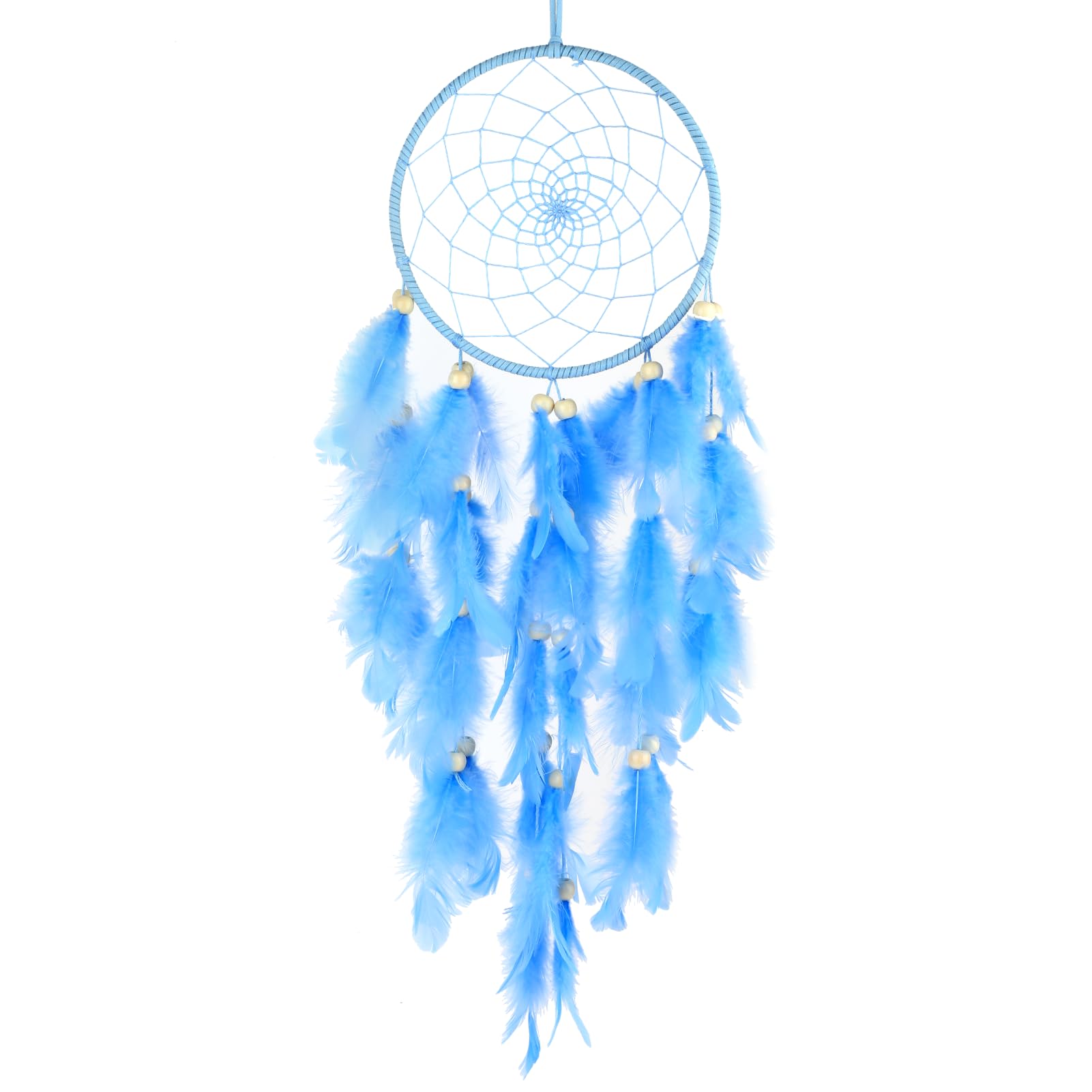 Blue Dream Catcher Feather Wall Hanging Decoration Handmade Gift for Girls