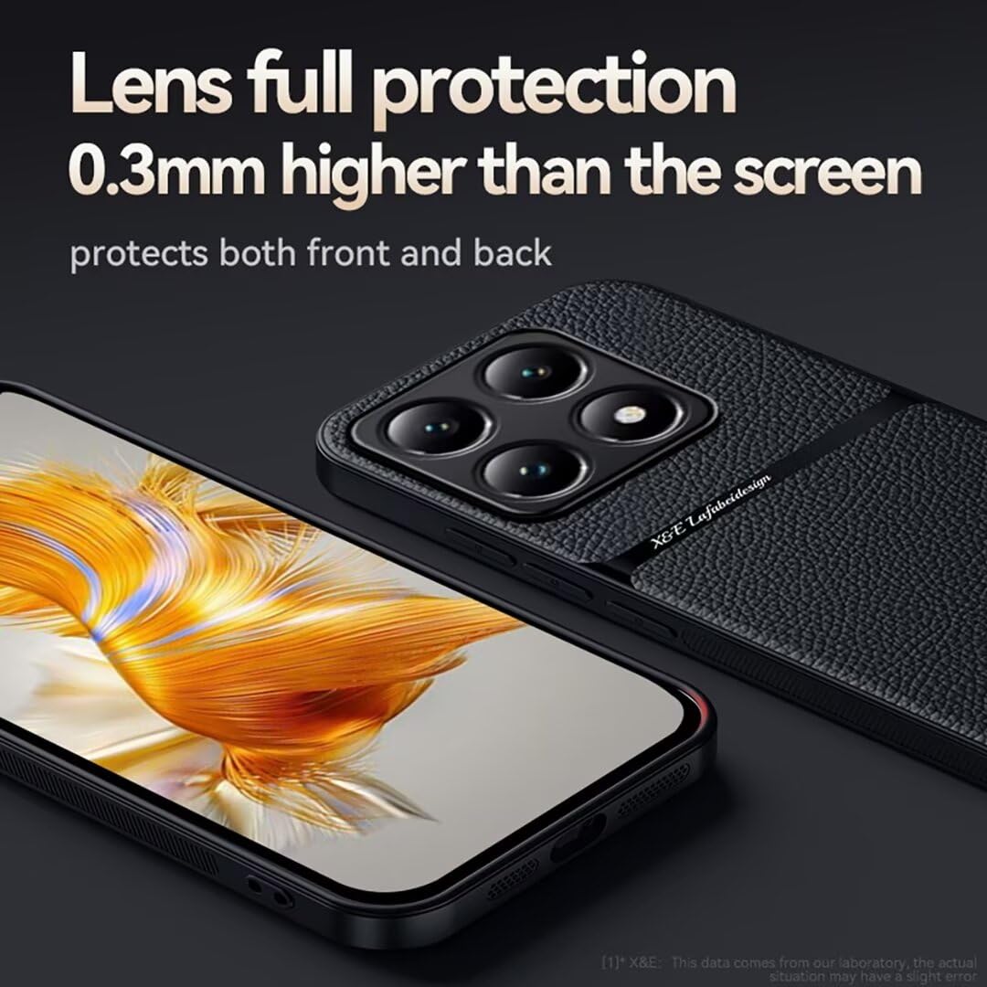 COMAKU Case for Xiaomi 14T Pro 5G, Premium Leather TPU Silicone Hybrid Texture is Non-Slip and Shockproof Phone Case Cover - Black - Image 4