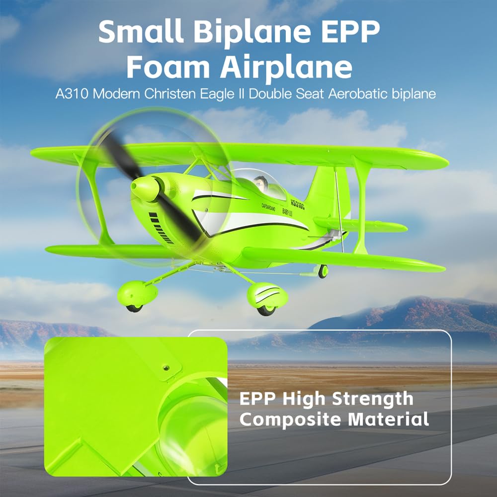 RC-Flugzeug A310 Doppeldecker Ferngesteuertes Flugzeug für Erwachsene Anfänger 3D/6G Brushless 2,4G Starrflügel-Fernsteuerungsflugzeug mit 2 Batterien