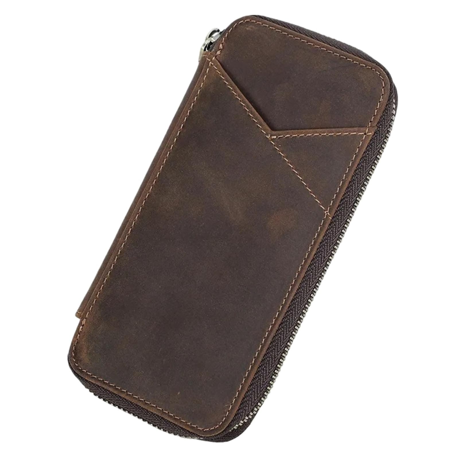 Estuche de Cuero con Cremallera Multifuncional for 4 lápices o bolígrafos. Ideal for Estudiantes.