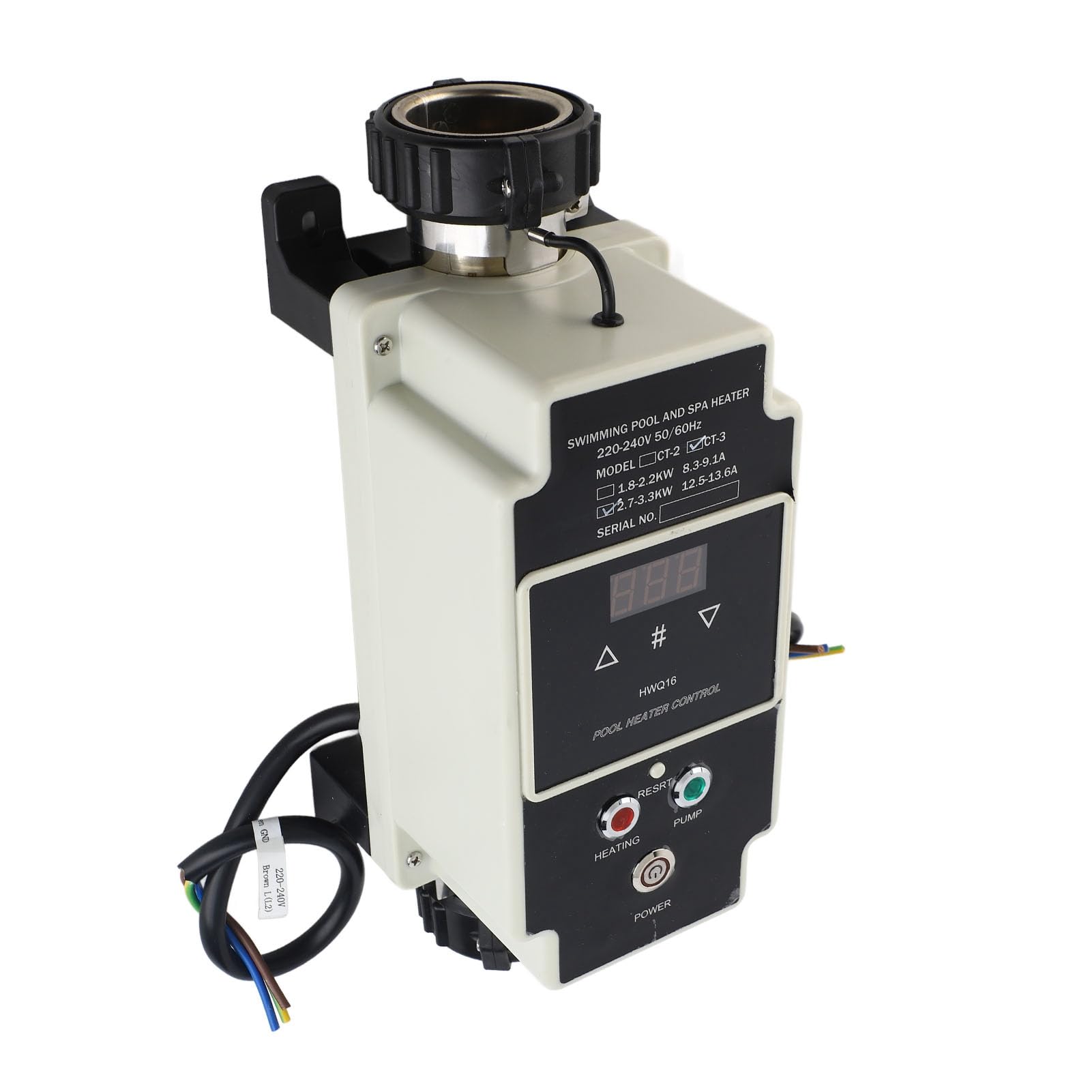 Calentador de Agua Eléctrico para Piscina, Termostato Potente para Bañera de Hidromasaje, SPA, 220-240V, Acero Inoxidable, 3,3 KW, Fácil Instalación para Bañera de Masaje