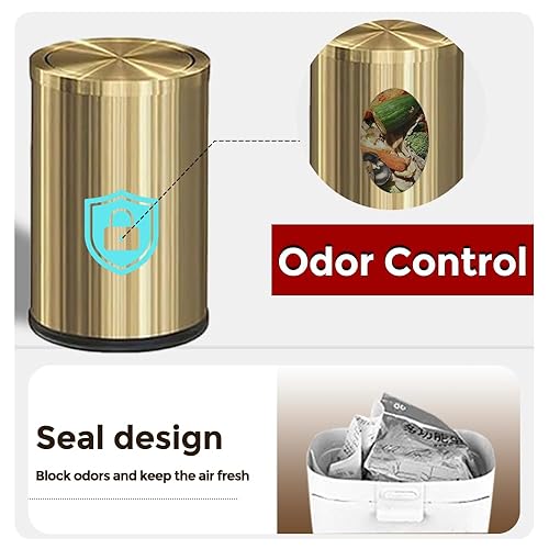 Miniatura 3 de Basura de acero inoxidable cubo de basura de baño con tapa pequeño cubo de basura con tapa abatible 24 galones latas de basura para cocina sala de