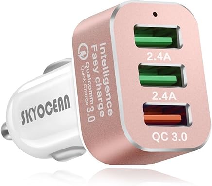 Cargador Del Coche USB Del Tel?fono Con QC3.0 Carga R?pida 42W 3 Puertos Mini Adaptador Encendedor De Cigarrillos Para IPhone X 8 7 6s Plus Samsung Galaxy S8 7 Nokia Y Mas Smartpones (Rose Gold) Cargador Del Coche USB Del Tel?fono Con QC3.0 Carga R?pida 42W 3 Puertos Mini Adaptador Encendedor De Cigarrillos Para IPhone X 8 7 6s Plus Samsung Galaxy S8 7 Nokia Y Mas Smartpones (Rose Gold)