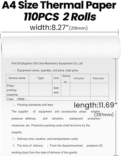 Miniatura 9 de Phomemo 2 rollos de papel de impresión térmica tamaño carta de Estados Unidos, secado rápido, papel térmico de 8.5 x 11 pulgadas, compatible con