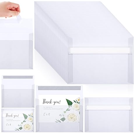 150 Pcs A7 Translucent Vellum Envelopes 5x7 Inches Vellum Paper Envelopes with Self Adhesive