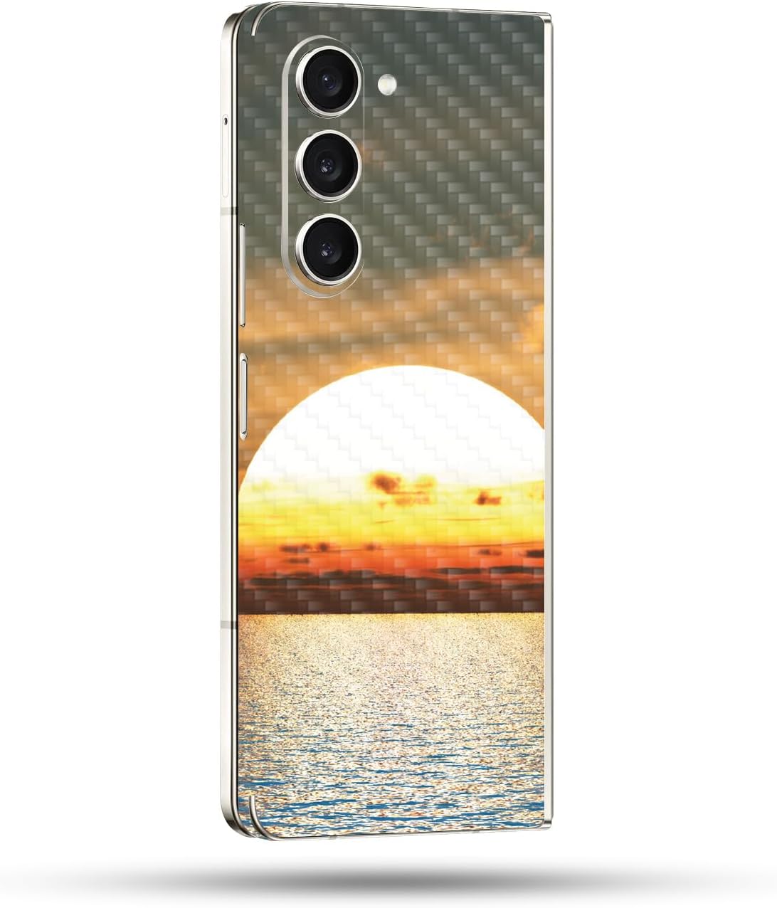 MightySkins Carbon Fiber Skin Compatible With Samsung Galaxy Z Fold 5 Full Wrap - Tropical Sunset | Protective, Durable Textured Carbon Fiber Finish | Easy To Apply and Change Styles | Made in the USA