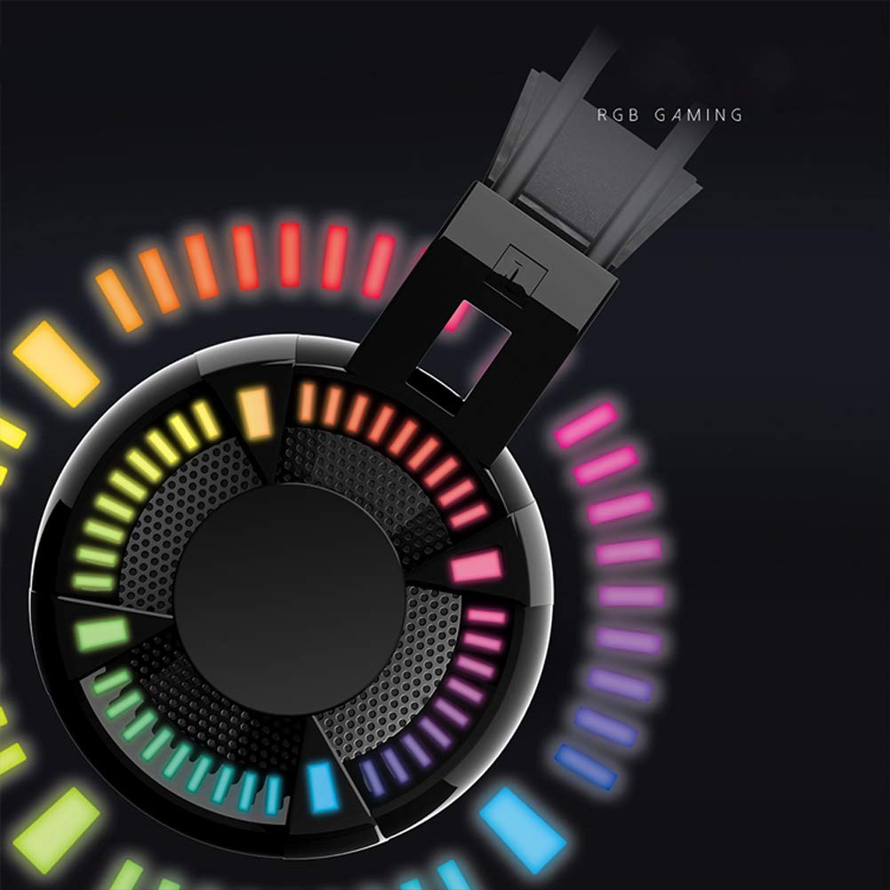 C- Cuffie da gioco Cuffie da gioco con audio surround 7.1 per giochi FPS Stereo da 50 mm con microfono a cancellazione di rumore e cuffie antirumore con auricolare leggero RGB e fascia regolabile