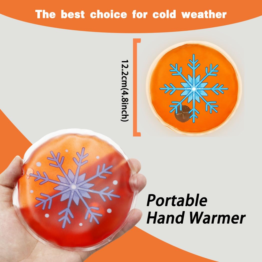 Reusable Snap-Click Hand Warmers 4 Pack - Long Lasting Gel Heat Packs for Winter, Outdoor Sports (Rotundity Design) - Cold Weather Essentials