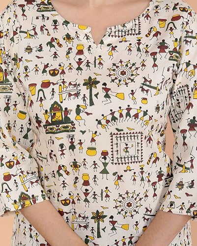 Image of Malikcraft Women's Rayon Printed Short Kurti Stylish Kurta for Women Trendy Short Kurta for Daily & Office Wear PR1