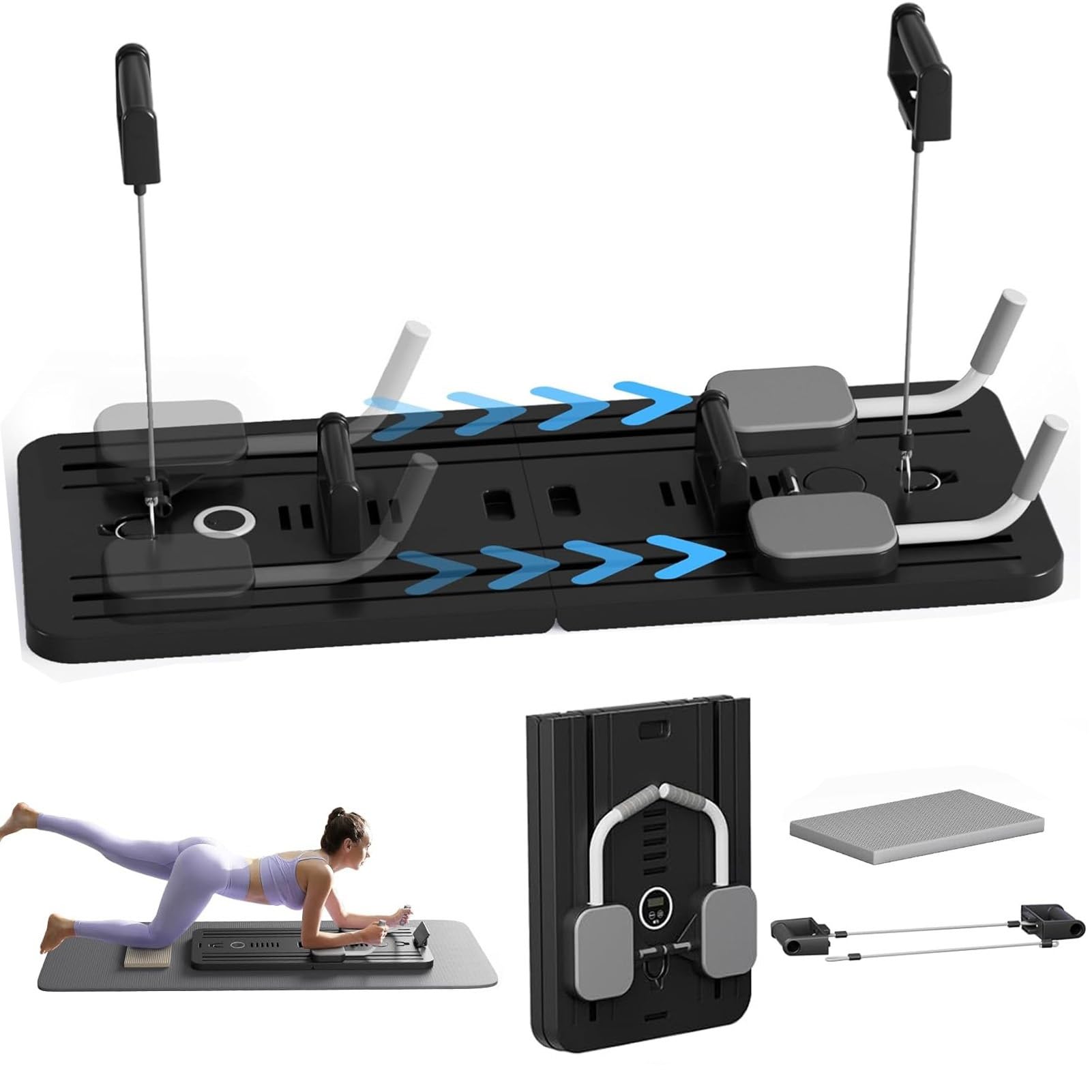 Ab Roller Wheel Trener Deska Push-Up Board Wielofunkcyjna Automatyczna Rebound Roller Core Training Domowa maszyna do ćwiczeń z podparciem łokcia (czarny)