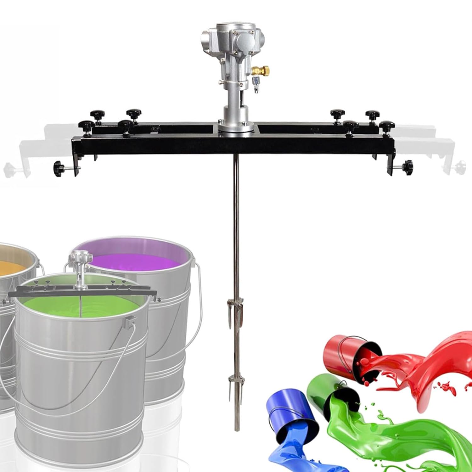 Wsexyy IBC Air Agitator, 0-2500RPM Pneumatic Paint Mixer, with Stainless Steel Folding Impeller, 1000L Stirring Capacity, for Paints, Coatings, Inks Dissolver