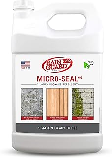 Rainguard Pro Micro-Seal, Surface Sealer for Water and Weather Damage, Ideal for All Porous Wood and Masonry Surfaces, Silane/Siloxane Water Repellent, Natural Finish, Ready to Use, 1 Gallon