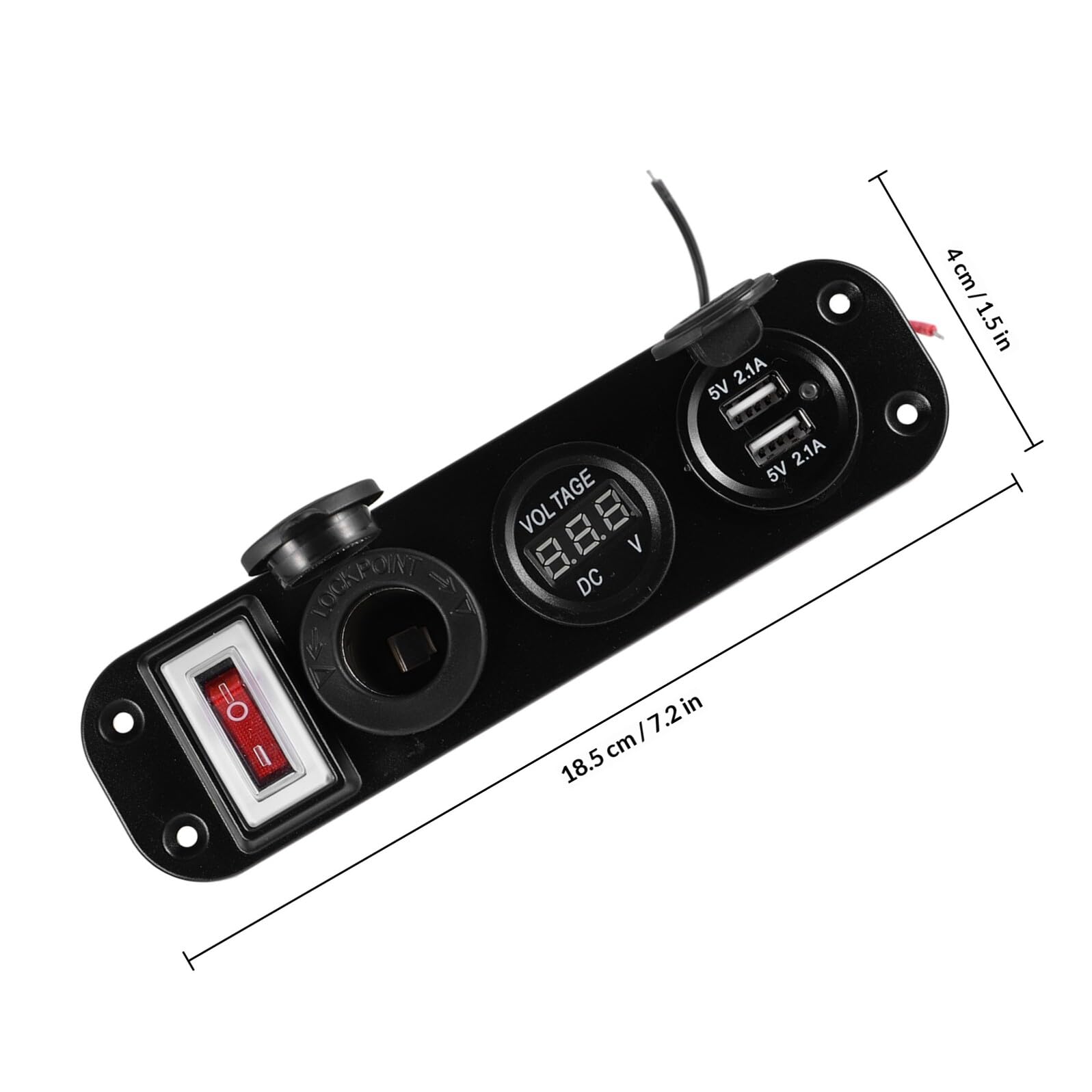 Cargador USB Múltiple para Coche Panel con Triple Salida, Doble Carga USB 4200ma, Voltímetro Digital y Detección Automática de Dispositivos