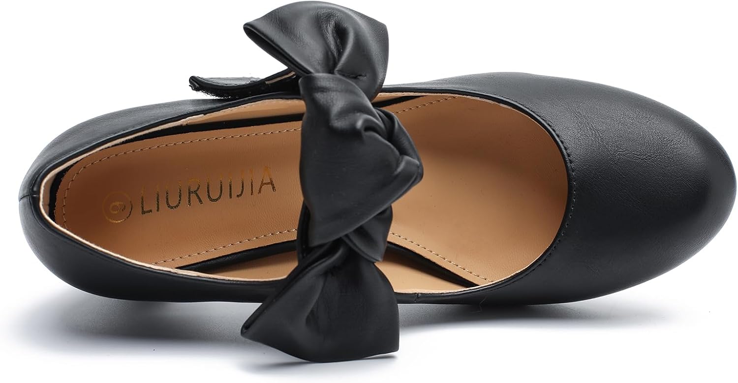 LIURUIJIA Women's Bow Mary Janes Block Heel Pumps Round Toe Ankle Strap Wedding Evening Party Dress Shoes - Image 8