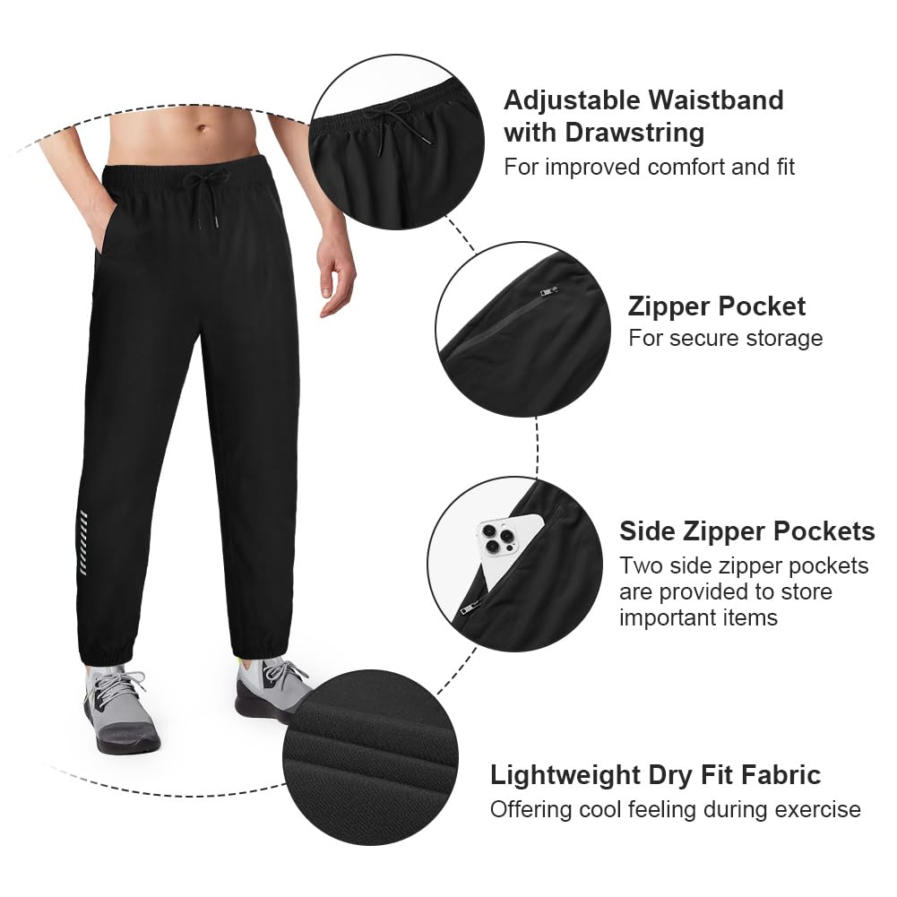 AUYAO Spodnie dresowe męskie Lightweigt spodnie do joggingu, długie męskie spodnie dresowe spodnie sportowe siłownia bieganie, przytulne, oddychające męskie joggery, suche dopasowanie, do biegania,