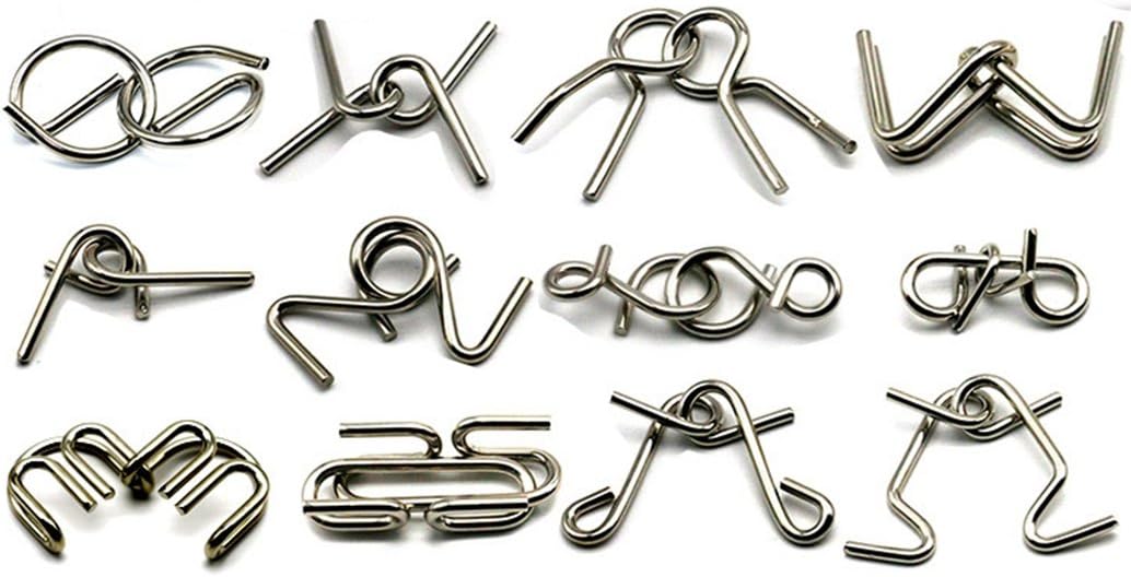 Intermediate Difficulty -12 Pieces Thicker Metal Wire Brain Teaser - Assembly & Disentanglement Puzzles Toys - Magic Trick Toys Puzzles Set - Ideal Gifts Kids Adults (12 Pieces Set Thick) : Everything Else