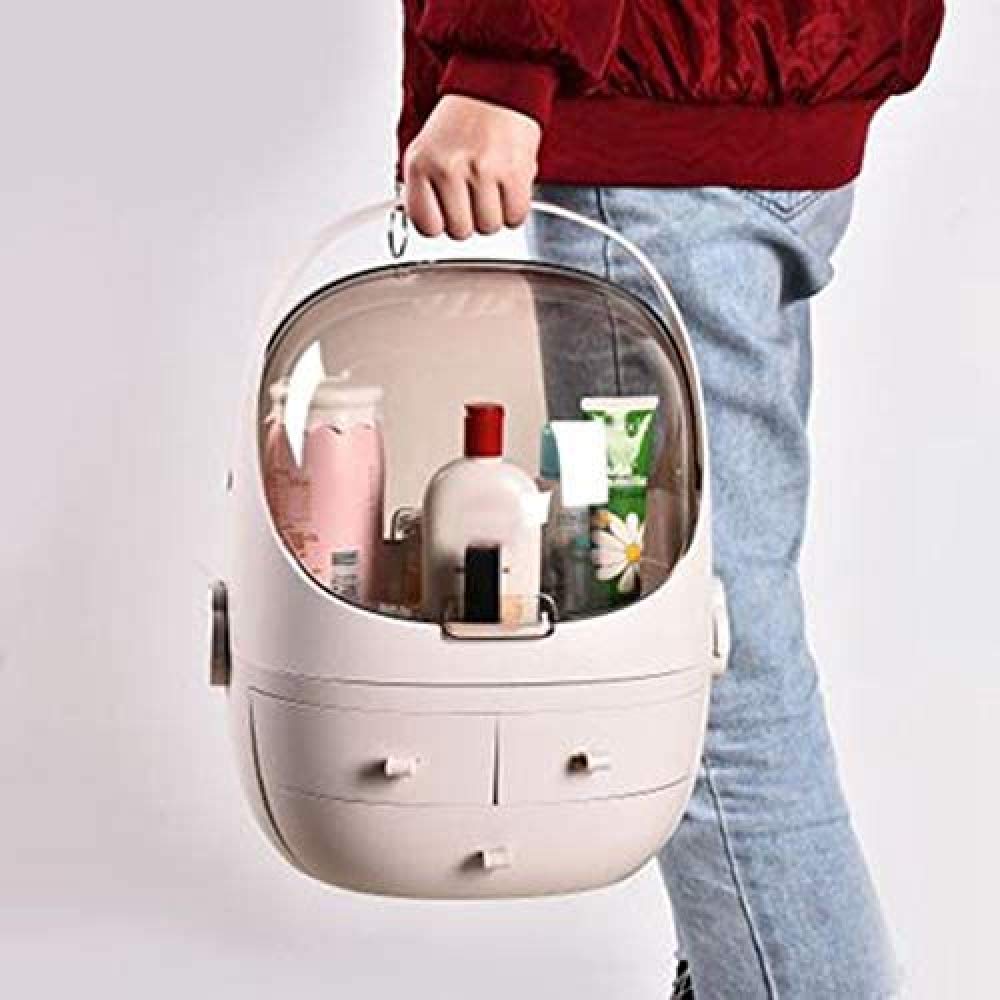 Clamshell 3 Cajones Tocador Curvo Soporte De Maquillaje Caja De Almacenamiento para Lápiz Labial Joyería Organizador Cosmético Blanco